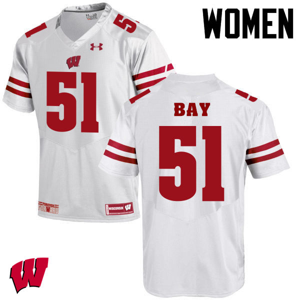 Wisconsin Badgers Women's #51 Adam Bay NCAA Under Armour Authentic White College Stitched Football Jersey WD40S23WA